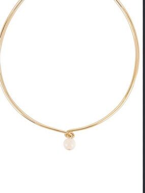 SOKO Mpira Bone Choker Neclace Gold with Single Pearl Drop